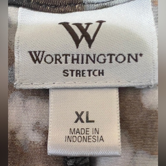 WORTHINGTON | XL | Womens | stretchy blouse | dark brown/tan/white - Picture 4 of 7